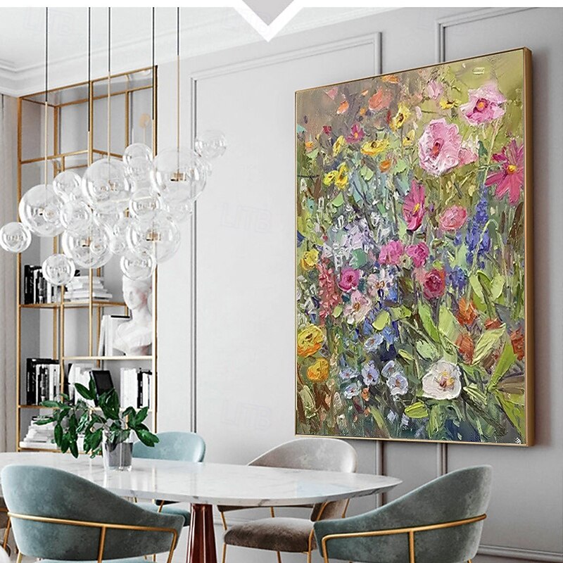 Handmade Oil Painting Canvas Wall Art Decoration Modern Flower Plants Thick Oil Knife Paintings for Home Decor Rolled Frameless Unstretched Painting4
