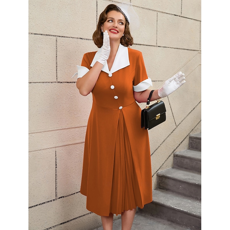 Retro Vintage 1950s Rockabilly Midi A Line Dress Flare Dress Plus Size A-Line Fancy Dress Women's Vacation Homecoming Party & Evening Adults Dress Spring & Summer2