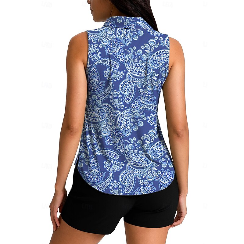 Women's Multi Color Tops Sport Shirt Golf Polo Shirt Tennis Shirt Sleeveless Zipper UPF50+ UV Resistant High Elasticity Moisture Wicking Breathable Tennis Pickleball Running Turndown Zip Collar Shirt2