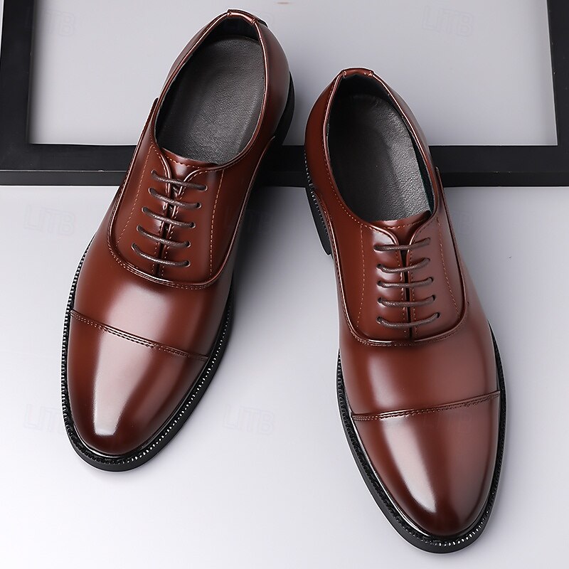 Men's Brown Oxford Dress Shoes – Classic Cap-Toe Design for Business, Office & Formal Events3