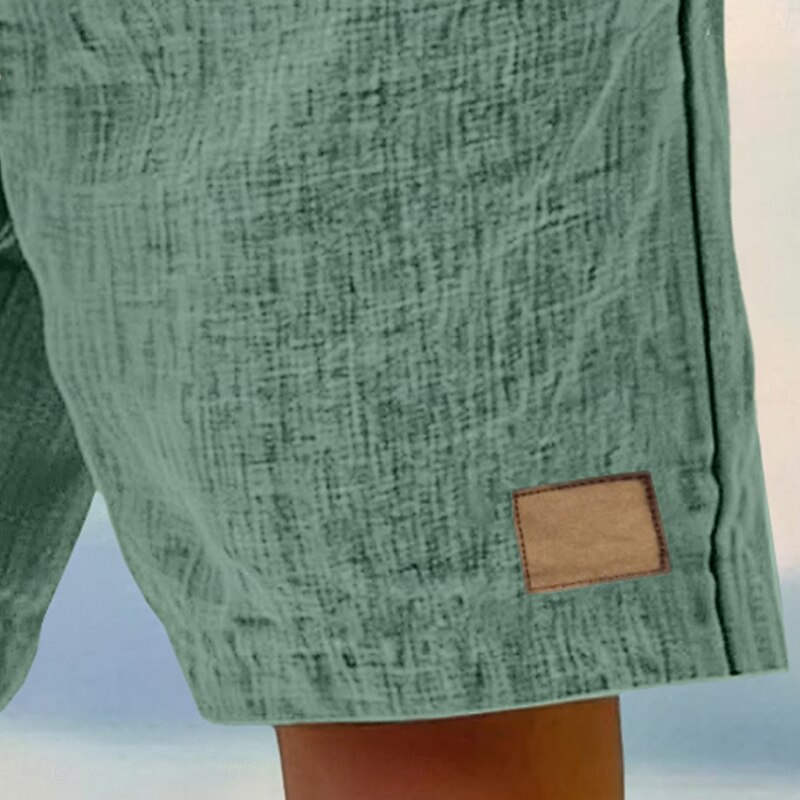 Men's Shorts Summer Shorts Beach Shorts Pocket Elastic Waist Drawstring Plain Comfort Breathable Knee Length Vacation Holiday Beach Vacation Hawaiian Black Pink Inelastic3