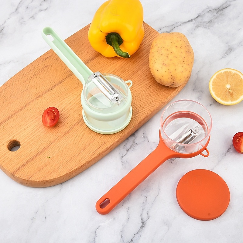 Peeling Knife with Storage Box, Multifunctional Stainless Steel Fruit and Vegetable Peeler, Convenient Storage for Apple, Potato and Other Fruit Peeling, Kitchen Essential Tool