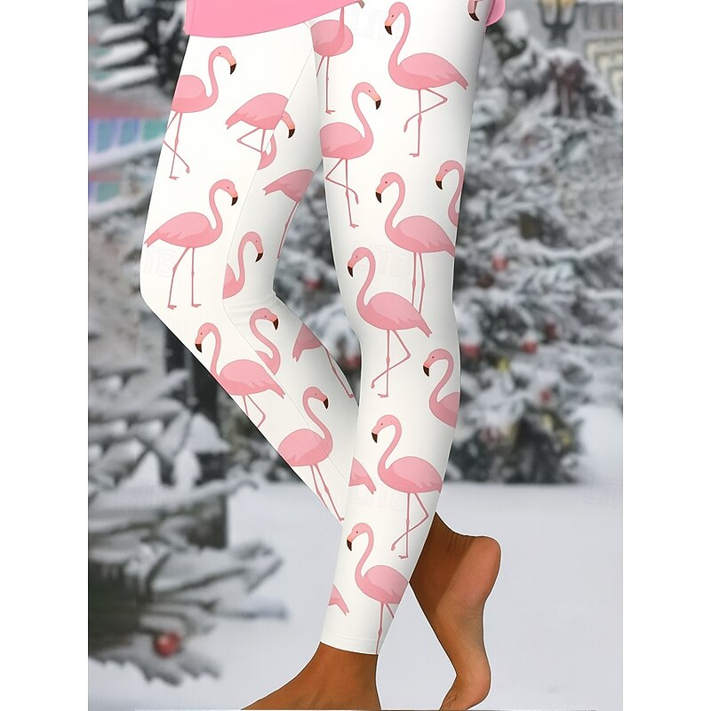 Women's Leggings Vacation Vintage Ethnic Style Ankle-Length High Waist Graphic Animal 3D Print Quick Dry Breathability Soft Stretchy Outdoor Home Causal Light Pink Yellow Pink Fall Slim Fit2