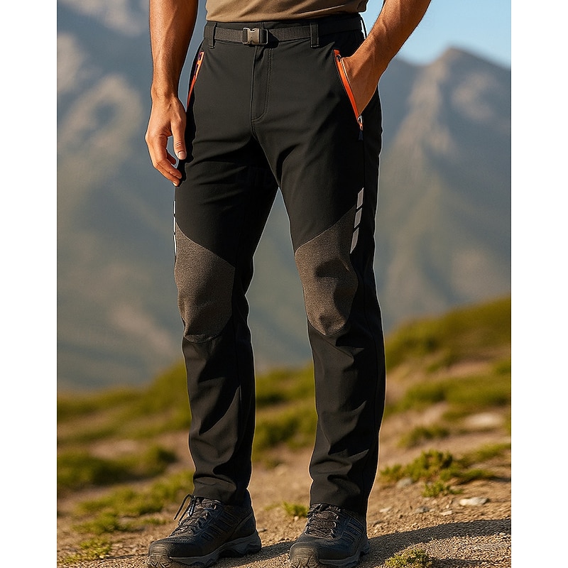 Men's Hiking Pants Trousers Hiking Rain Pants Softshell Pants Patchwork Summer Outdoor Regular Fit Waterproof Windproof Bottoms Black Army Green Camping / Hiking Running S M L XL XXL