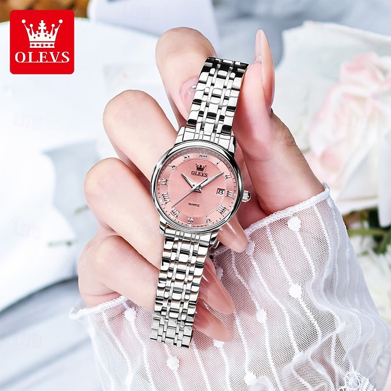 OLEVS Women Quartz Watch Wrist Watch Luxury Fashion Rhinestone Business Luminous Calendar Waterproof Stainless Steel Strap Watch3