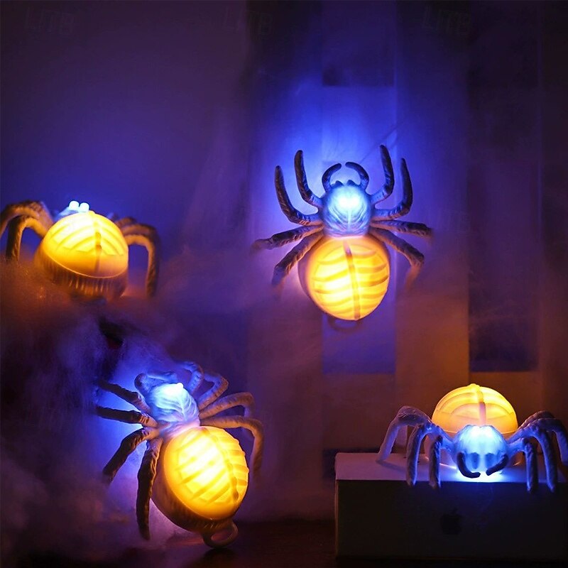 12 Pcs Halloween Eye Glowing Spider Lights Ghost Festival Party Decoration Bar Haunted House Bedroom Ornaments LED Candle Night Lights2