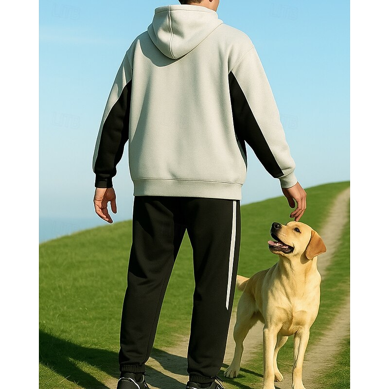 Men's Tracksuit Sweatpants Track Pants Drawstring Zipper Pocket Color Block Clothing Suit Spring Black Khaki Fishing Hiking Outdoor Sun Protection Windproof Lightweight Long Sleeve Sport Activewear2