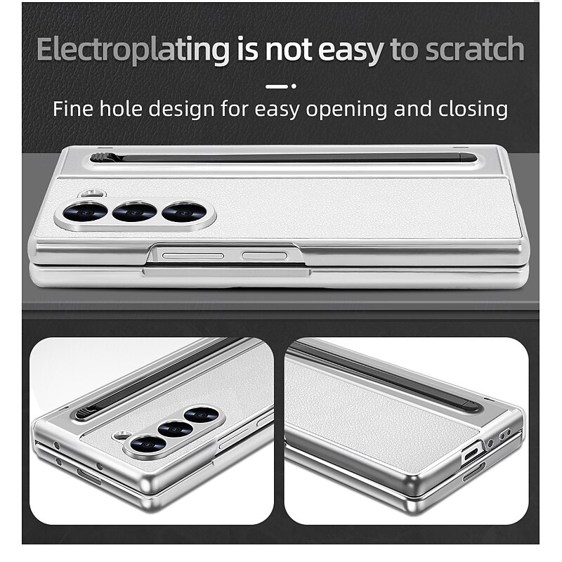 Phone Case For Samsung Galaxy Z Fold 7 Z Fold 6 Z Fold 5 Z Fold 4 Back Cover Full Body Protective Shockproof Retro PU Leather4