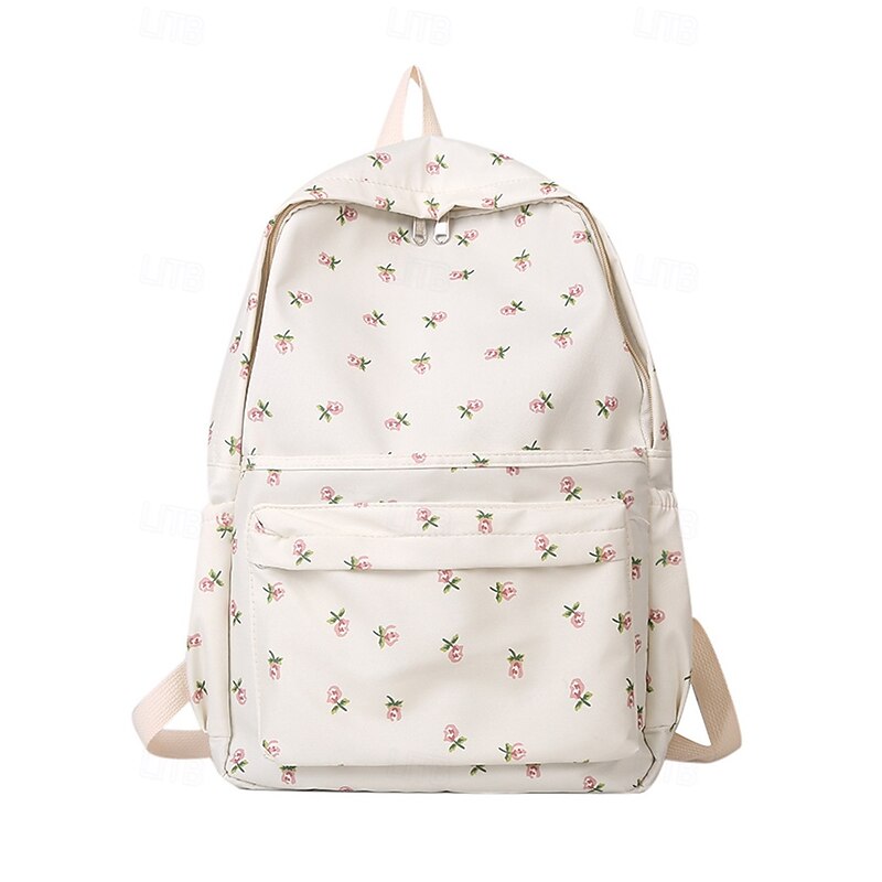 Floral Print Canvas Backpack for Women – Lightweight Casual School Bag with Spacious Interior, Vintage Style Daypack for Teen Girls and College Students2