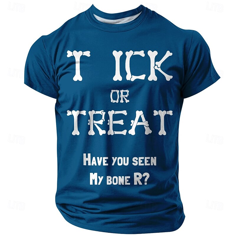 Men's Funny Halloween Pun Graphic T-Shirt - 'Trick or Treat Have You Seen My Bone R?' Short Sleeve4