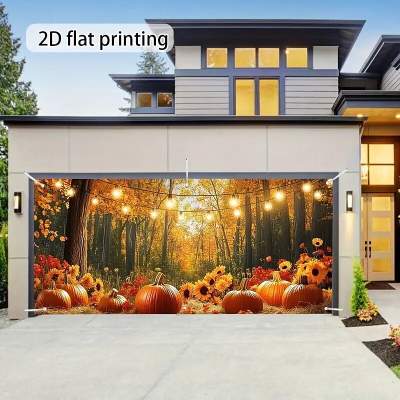 Outdoor Garage Door Cover  Fall Autunm Thanksgiving Day Banner Large Tapestry Backdrop Decoration for Holiday Outdoor Garage Door Home Wall Decorations3