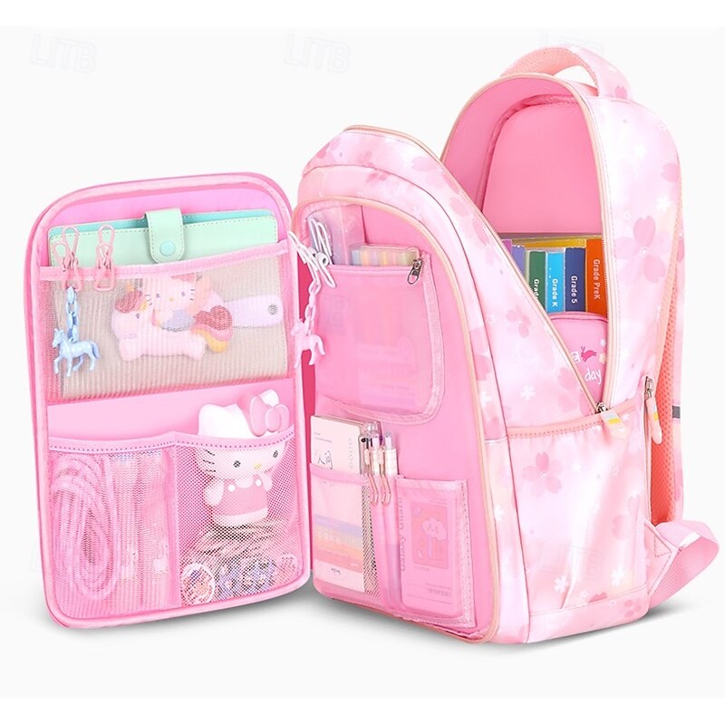 Girls Pink School Backpack – Cute Waterproof Bookbag with Bow and Glitter Design, Lightweight Back to School Bag for Elementary Kids3