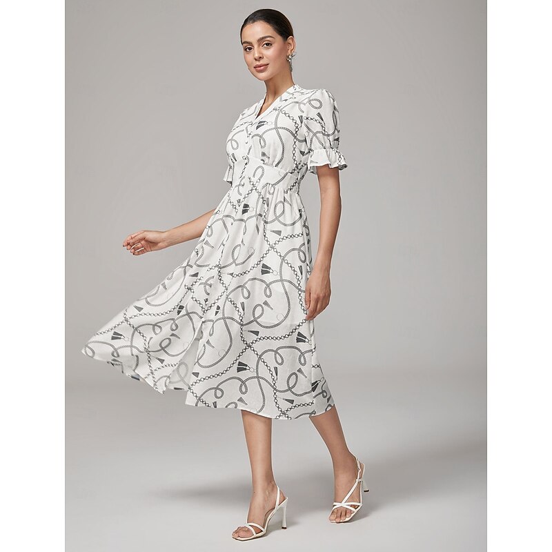 Chain Print Smocked Back Corset Dress4