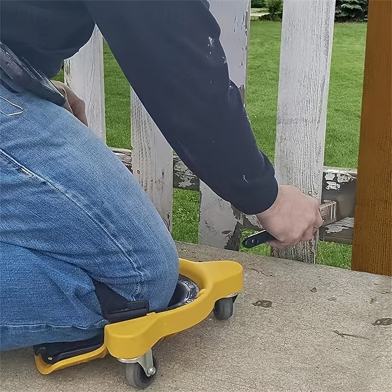 1 Pair Rolling Knee Creeper Pads and Tool Tray with 3 Swivel Casters & Adjustable Strap Full 360 Degree Turn Capability for Home Workshop Auto Repairing Maintaining2