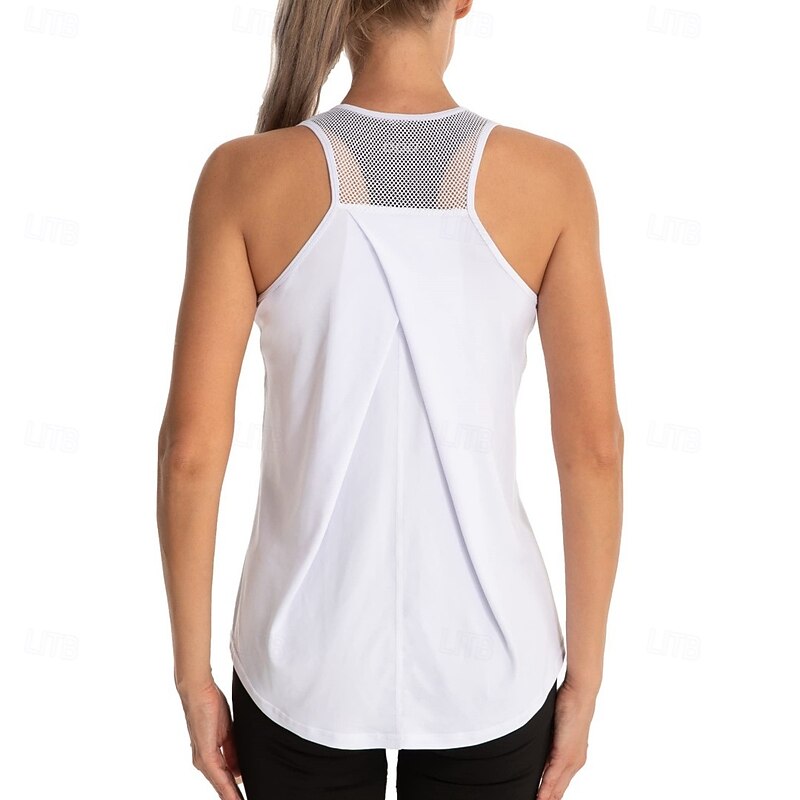 Women's Patchwork Workout Tank Top Sport Shirt Sports Tank Top Tank Top Sleeveless Patchwork Quick Dry Tennis Golf Pickleball Crew Neck Racerback Mesh Back Black White Red Tennis Clothing