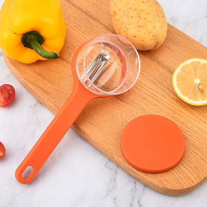 Peeling Knife with Storage Box, Multifunctional Stainless Steel Fruit and Vegetable Peeler, Convenient Storage for Apple, Potato and Other Fruit Peeling, Kitchen Essential Tool2