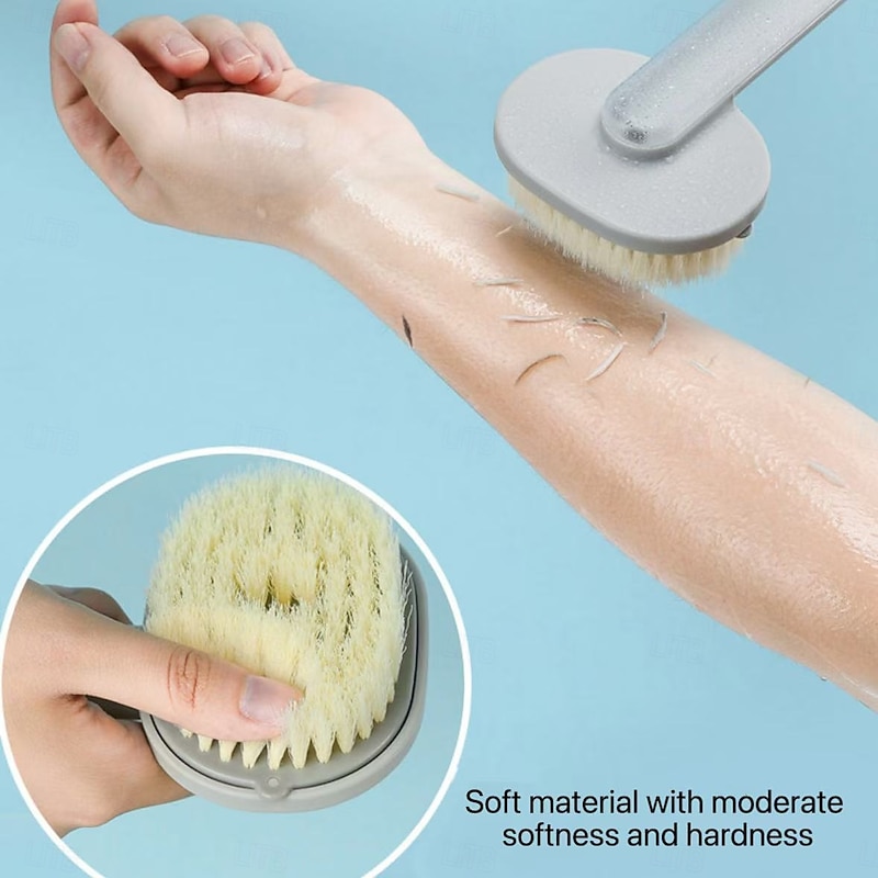 2 Pack Long Handle Bath Massage Cleaning Brush – Soft Bristle Japanese-Style Back Scrubber for Mud Bath & Skin Protection, Durable and Safe Bathroom Accessory3