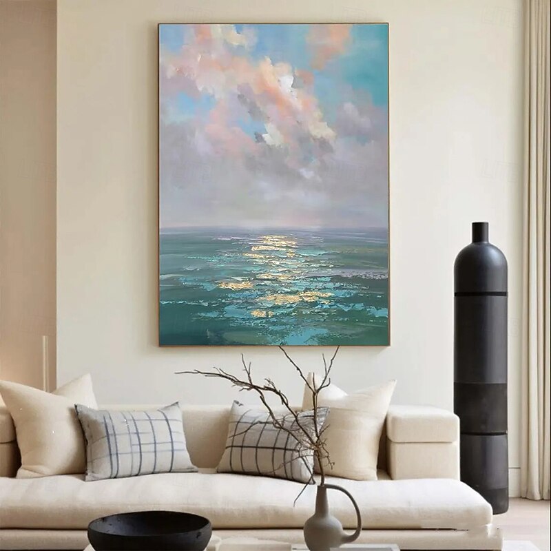 Handmade Oil Painting Canvas Wall Art Decoration Abstract Ocean Waves Landscape for Home Decor Stretched Frame Hanging Painting/Rolled Frameless Unstretched Painting4