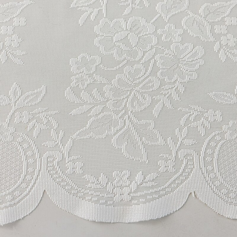 Lace Tier Valance Curtains Length Vintage Floral Short Curtain Farmhouse for Small Windows Cafe Kitchen Scalloped Bottom Embroidery Window Drapes 1Panel2