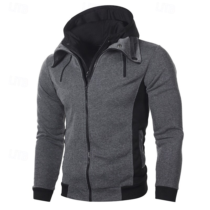 Men's Hoodie Sweatshirt Full Zip Hoodie Light Grey Dark Gray Beige Hooded Color Block Pocket Sports & Outdoor Daily Streetwear Basic Casual Workout Fall Clothing Apparel Hoodies Sweatshirts4