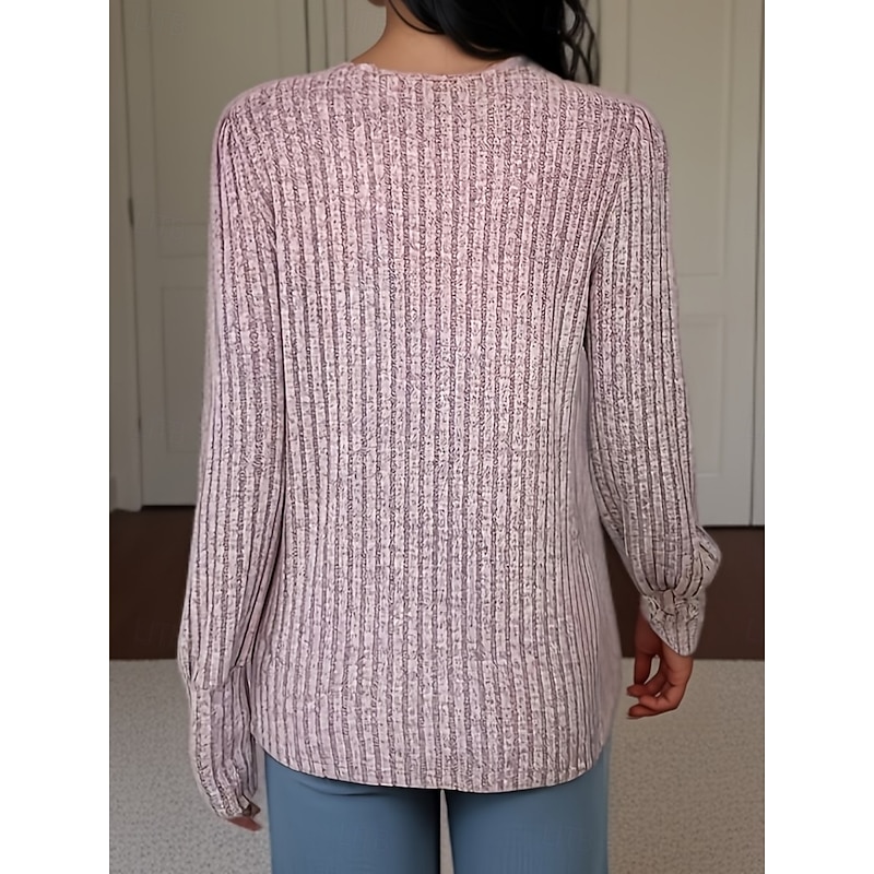 Women's Lace Shirt Solid Color Stylish Casual Long Sleeve Crew Neck Regular Tops Daily Lace Patchwork Pink Blue Gray Summer Spring Fall2