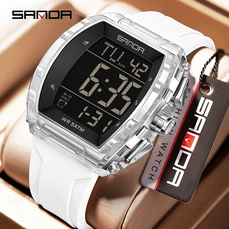 SANDA 6286 Wine Barrel Type Student Electronic Watch Multi functional Alarm Clock Student Electronic Digital Watch Alarm Clock2