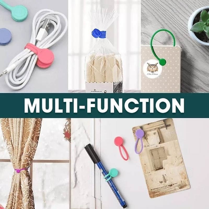 5 Pcs Snap-On Magnetic Cable Ties Random Color Earphone Style Magnetic Wire Organizer for Charging Cables Earbuds USB Cord Management Multi Purpose Storage Clips3