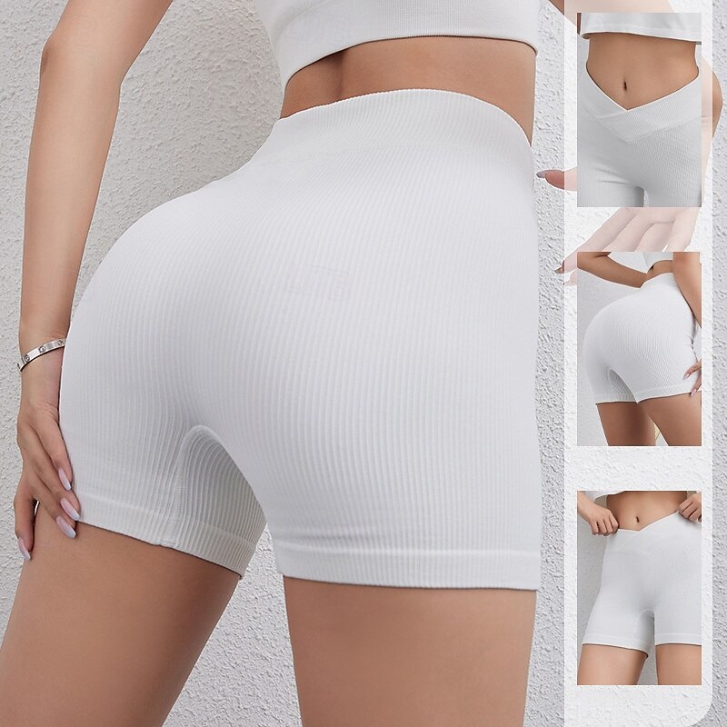 Women's Yoga Shorts Biker Shorts Tummy Control High Waist Gym Workout Athletic Bottoms Solid Color Black White Green Sports Activewear Tight Fit2