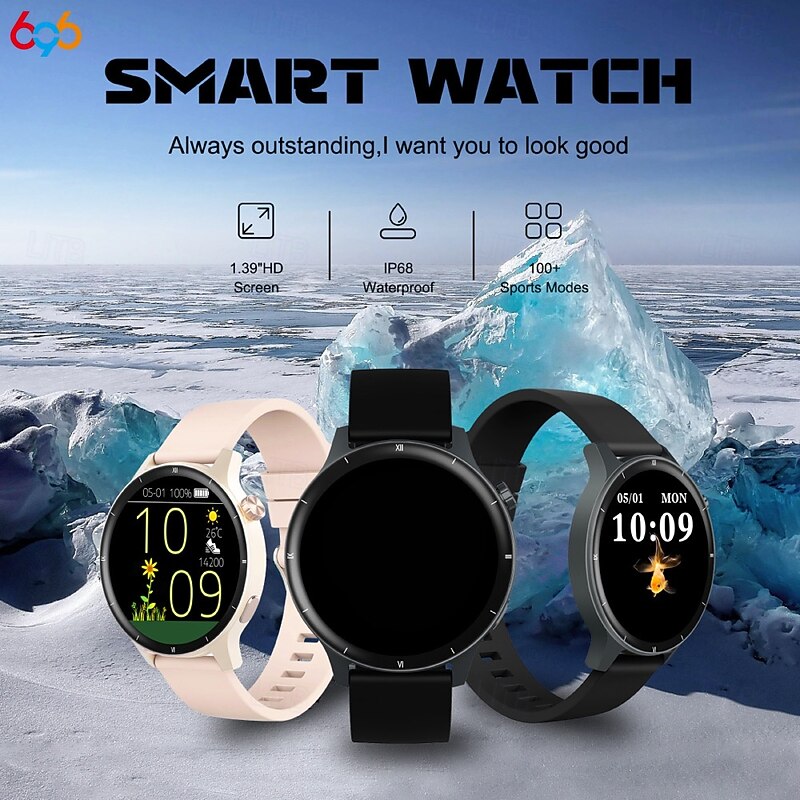 V15Z Smart Watch 1.39 inch Smartwatch Fitness Running Watch Bluetooth Pedometer Call Reminder Activity Tracker Compatible with Android iOS Men Long Standby Waterproof Media Control IP 67 22mm Watch3