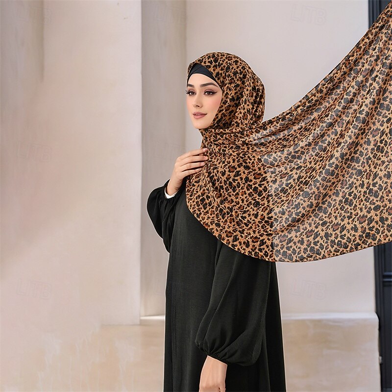 Women's Rectangle Scarf Women's Shawls & Wraps Chiffon Scarf Street Daily Date Brown Scarf Leopard3