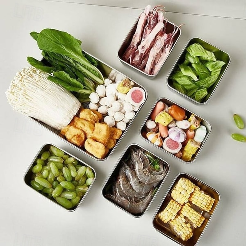 Sorting Box with Lid Stainless Steel Picnic Box Food Storage Container Leakproof Sealed Lunch Box Refrigerator Organizer Durable Multi-Use Kitchen Keeper3