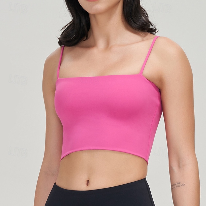 Women's Yoga Crop Tank Top Sports Bra Underwear High Supports Breathable Spaghetti Strap Solid / Plain Color Sport Activewear Black White Pilates Zumba Running3