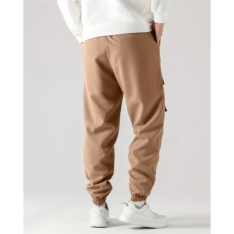 Men's Cargo Pants Joggers Trousers Elastic Waist Drawstring Multi Pocket Smile Face Wearable Outdoor Daily Camping & Hiking Fashion Classic Black Wine3