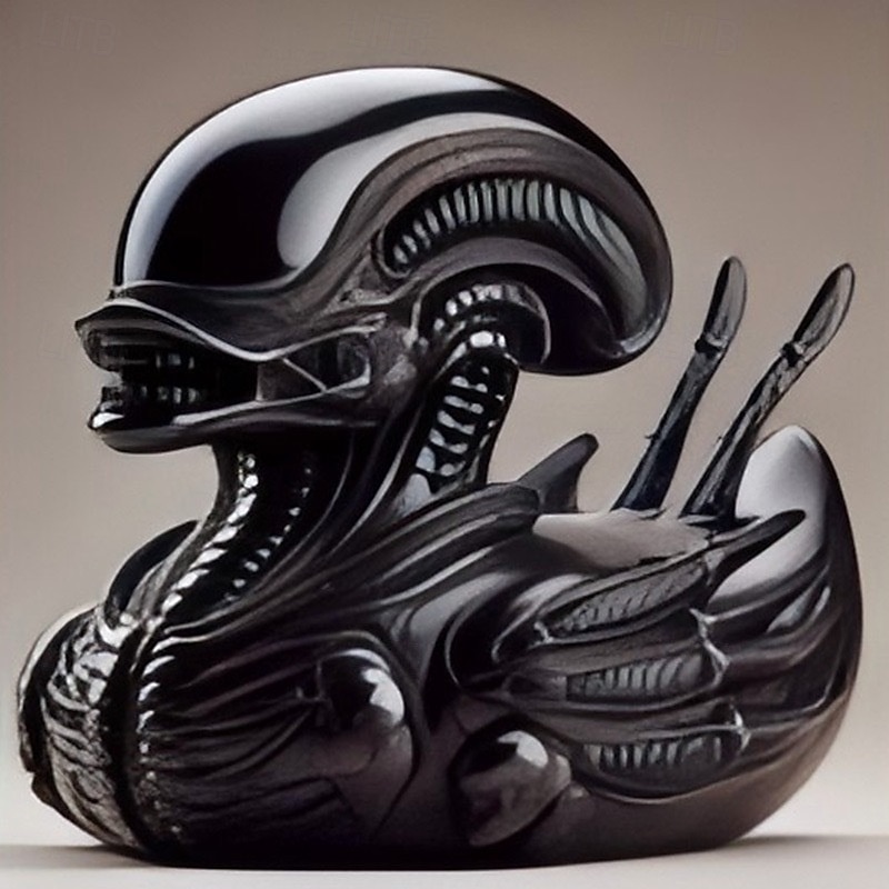 Sci-Fi Monster Duck Figurine Set, Gothic Alien Creature Resin Duck Statues, Fantasy Horror Duck Decor for Shelf, Desk or Halloween Display2