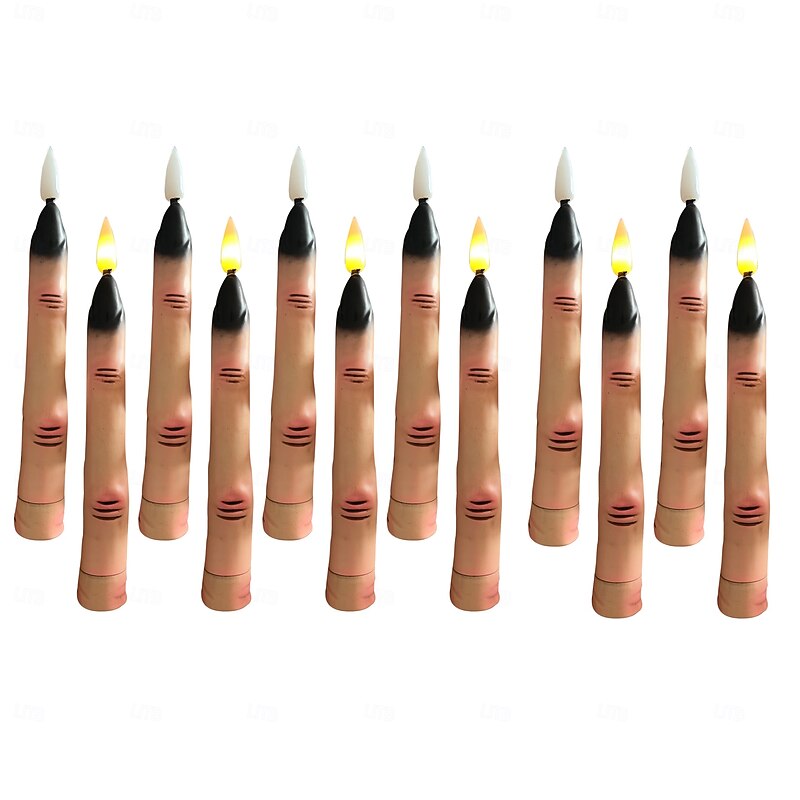 10/12 Pcs Halloween Horror Simulation Finger LED Electronic Candlelight Indoor Restaurant Bedroom Party Halloween Horror and Weird Atmosphere Decorative Light Magic Wand Remote Control4