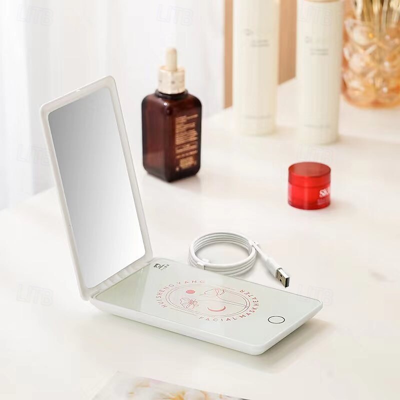 USB Face Mask Warmer with Folding Makeup Mirror, Portable Heated Facial Towel Pad, Desktop Moist Towel Warmer for Skincare, Dorm and Travel Use, Face Mask Companion Device4