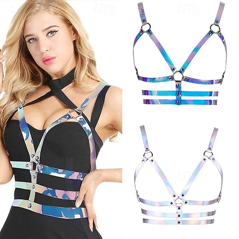 Women Adjustable Leather Harness Bra Body Chest Cage Belt Strap Lingerie Punk