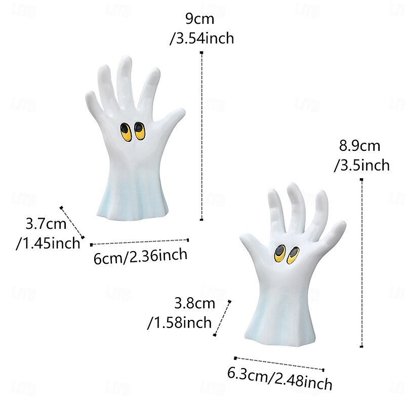 2PCS Halloween Resin Ghost Hands Figurines Set, Spooky Decorations for Outdoor Yard, Planter, Home, and Desktop Halloween Display2