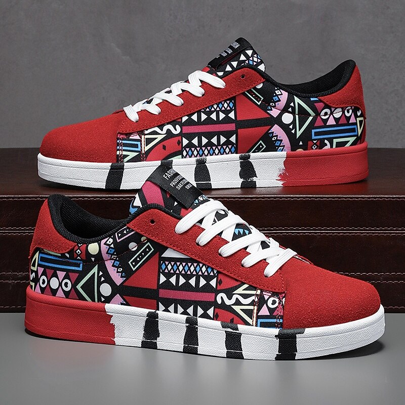 Men's Red Graphic Print Sneakers Trendy Casual Shoes for Streetwear Sports and Weekend Outings4