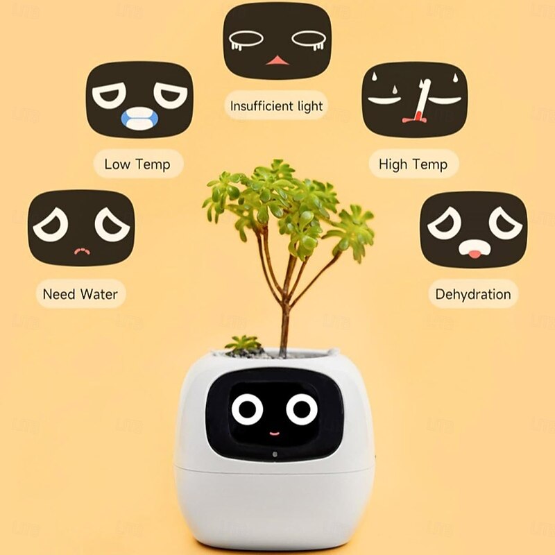 Smart Flowerpots,Smart Pet Planter,Ai Planter,Intelligent Flowerpots,Multiple Expressions,7 Smart Sensors, and Ai Chips Make Raising Plants Easy and Fun for Living Room,Plant-Free2