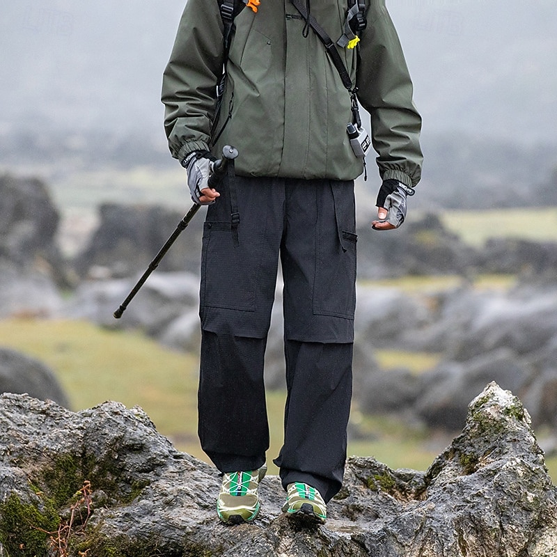 Men's Cargo Pants Hiking Pants Trousers Hiking Rain Pants Waterproof pants Winter Outdoor Regular Fit Waterproof Windproof Bottoms Pocket Black Green Camping / Hiking Running S M L XL