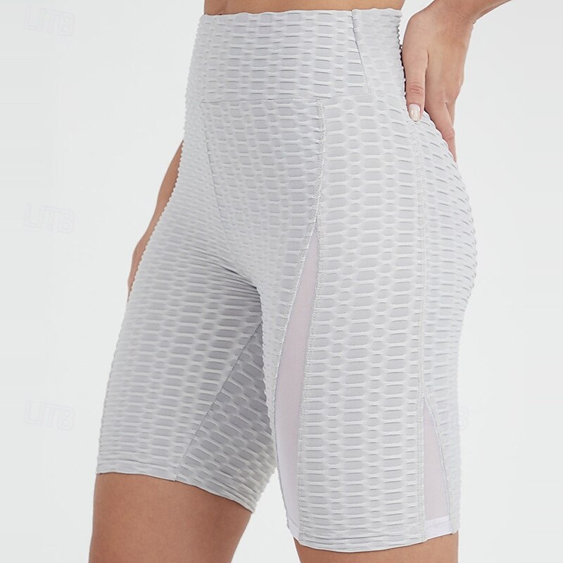 Women's Workout Shorts Sports Shorts Tummy Control High Waist Gym Volleyball Workout Bottoms Solid Color Black Grey Sports Activewear