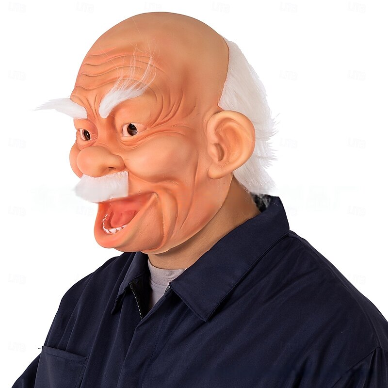 Halloween Old Man Mask For Adults Realistic Scary Costumes Latex Face Mask, Creepy Grandpa Full Head Mask for Halloween Party, Haunted House, Cosplay, Prank Props4