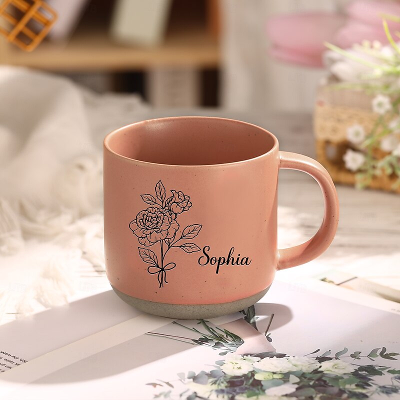 Personalized Birth Flower Name Mug, Custom Birth Month Flower Guardian Cup – Gift for Mom, Wife, Girlfriend on Birthday, Mother's Day, Valentine's Day, Durable with Smooth Feel, Clear and Lasting Print4