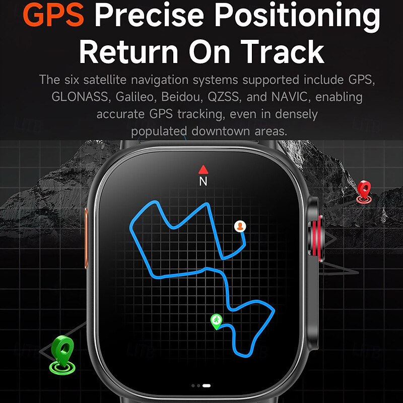 G300 Smart Watch 2.01 inch Smartwatch Fitness Running Watch Bluetooth Pedometer Call Reminder Activity Tracker Compatible with Android iOS Men GPS Long Standby Waterproof IP68 22mm Watch Case3