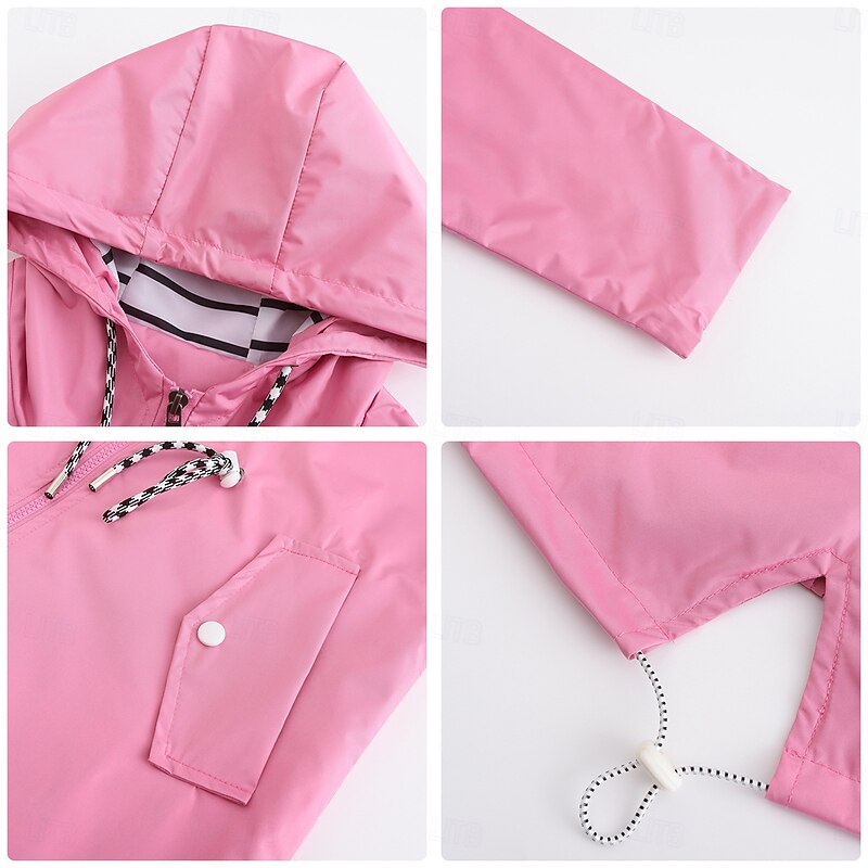 Women's Coat Waterproof Comfortable Pocket Full Zip Drawstring Fashion Street Style Plain Outdoor Casual Daily Long Hooded Regular Fit Long Sleeve Outerwear Black Yellow Pink Fall Winter3