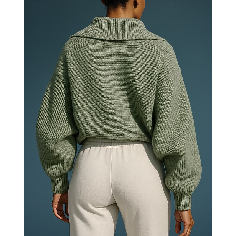 Women's Pullover Sweatshirt Casual Knitted Pullover Long Sleeve Top Athleisure V Neck Solid Colored Warm Breathable Outdoor Sportswear Activewear White Pink Green2