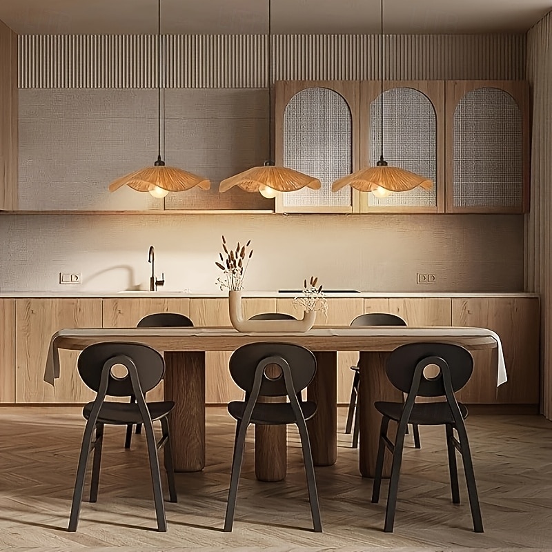 Scandinavia Rattan Pendant Light, Boho Vintage Braided Rope Design, 9cm Height, Warm White/White Light, E26/E27, Adjustable Chain3