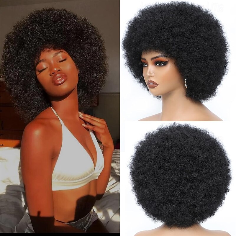 Afro Wigs for Black Women 70s Disco Wig for Women Natural Curly Bouncy Fluffy Afro Wigs for Daily and Costume Cosplay