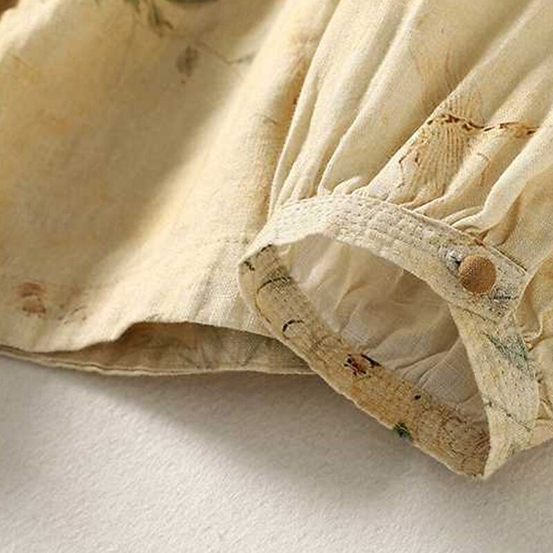 Women's Shirt Floral Daily Stylish Basic Long Sleeve Crew Neck Regular Tops Work Daily Holiday Buttons Print Beige Spring Fall4